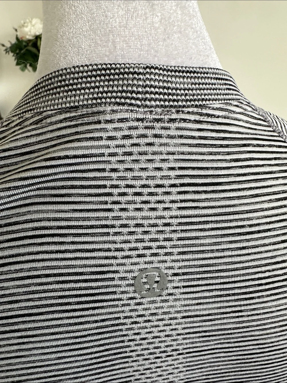 lululemon athletica Gray Striped Short Sleeve Top